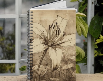 Notepad, scrapbook, scrapbook, diary, notebook, flower meadow, flowers, floral motif, gift, A5, workpad, bullet journal