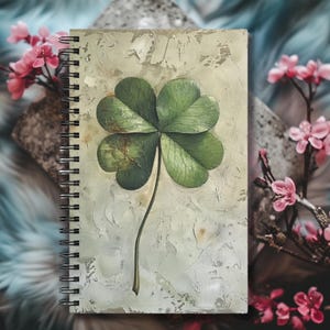Notizblock mit Kleeblatt, Scrapbook, Sammelalbum, Tagebuch, Notizbuch, Geschenk für Neujahr, Freundschaft, A5, Traumtagebuch, Traumdeutung