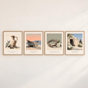 Bible Verse Wall Art Set of 4, Christian Scripture Prints, Psalm Decor, Printable Digital Download