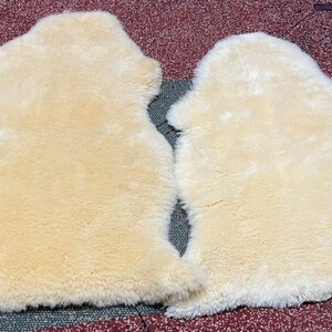 Set Of 2 - Sheepskin Fabulous Champagne Natural Fluffy Fur Rug Genuine Single Pelt Luxury 1.5 x 2.5  Sheep Skin Area Rug Baby Sheepskin .