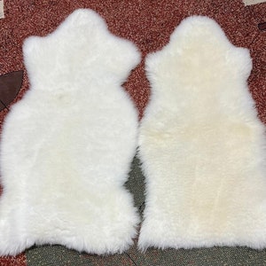 Set Of 2 - Sheepskin Natural Fluffy Fur Rug Genuine Single Pelt Luxury 1.5 x 2.5 Ivory White Sheep Skin Area Rug Baby Sheepskin Dog Mats