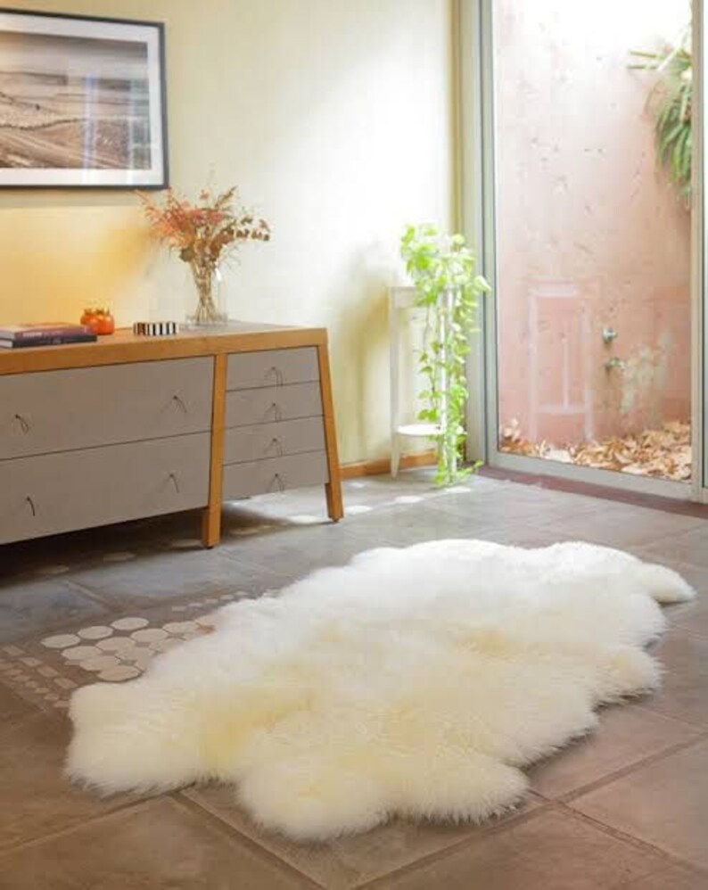 Genuine Sheepskin Rug - Quad Natural Chamagne Rug - Large Australian ...