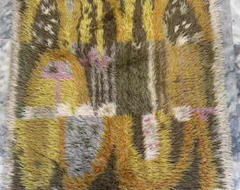 Scandinavian Handmade Shaggy  Rug Plush Rya Oriental Rug Wool Rug Desso Rya Rug- Gift for Her - SAME AS PICTURE 120 x 100 cm
