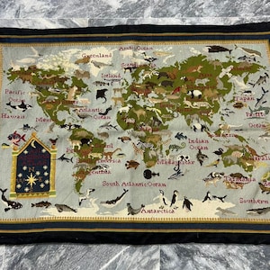 Abusson Vintage, diseño de mapa de animales para bordado en punto de cruz, la mejor alfombra decorativa, regalo para ella, regalo de Navidad, 130 x 90 cm, IGUAL QUE LA IMAGEN
