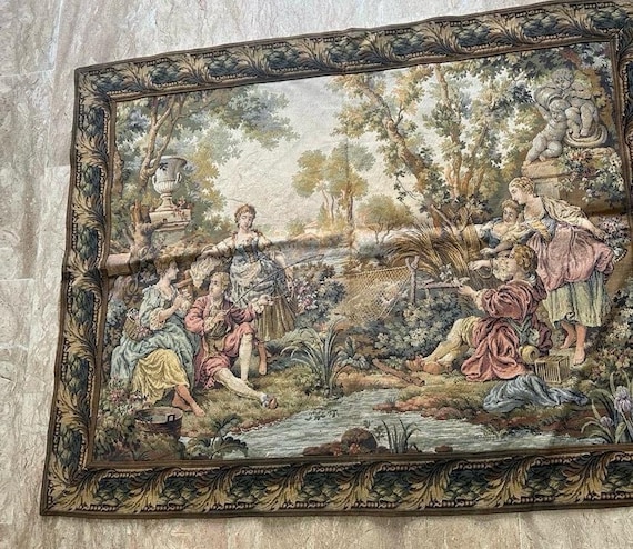 Antique Fisherman Tapestry Wall Hanging -french Tapestry - Wall