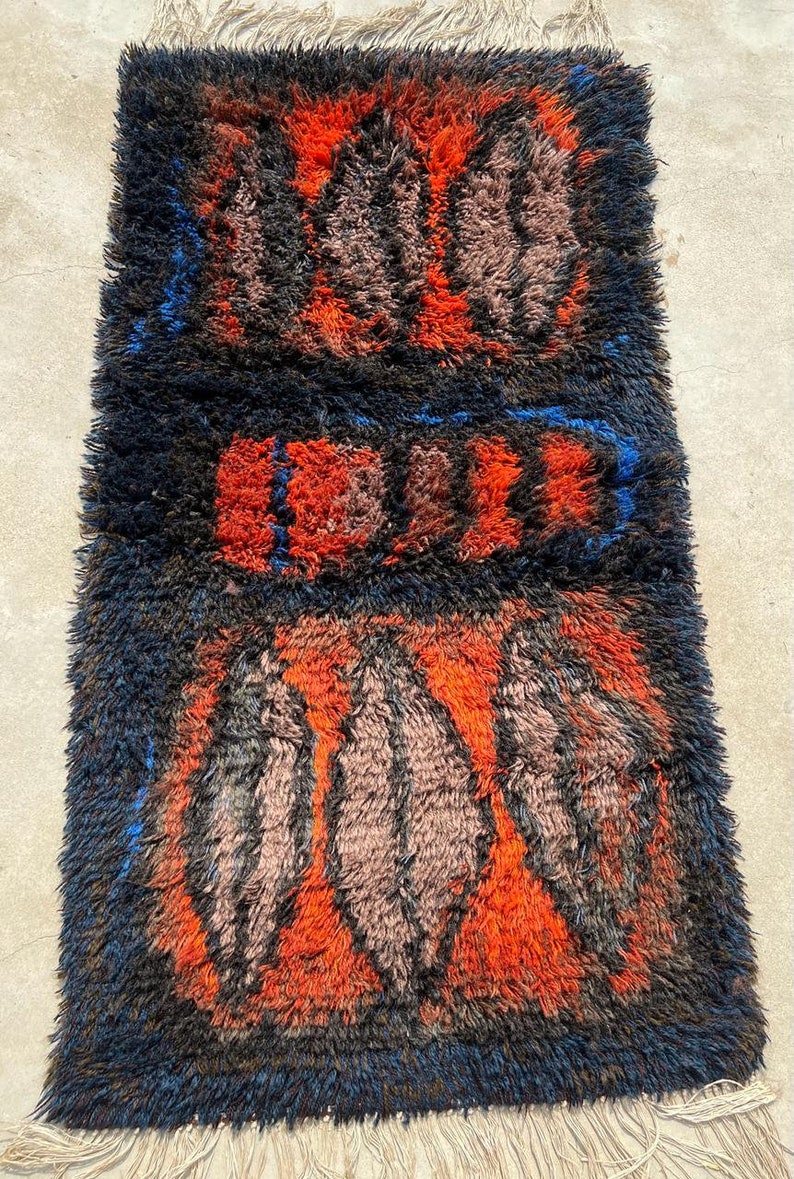 Scandinavian Shaggy Multicolour Handmade Rug Plush Rya Oriental Rug ...