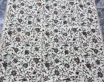 Handmade Vintage Crewel work with Bird embroidered wool textile curtain bedcover bedspread coverlet fabric material 280 x 200 cm  Gift Her