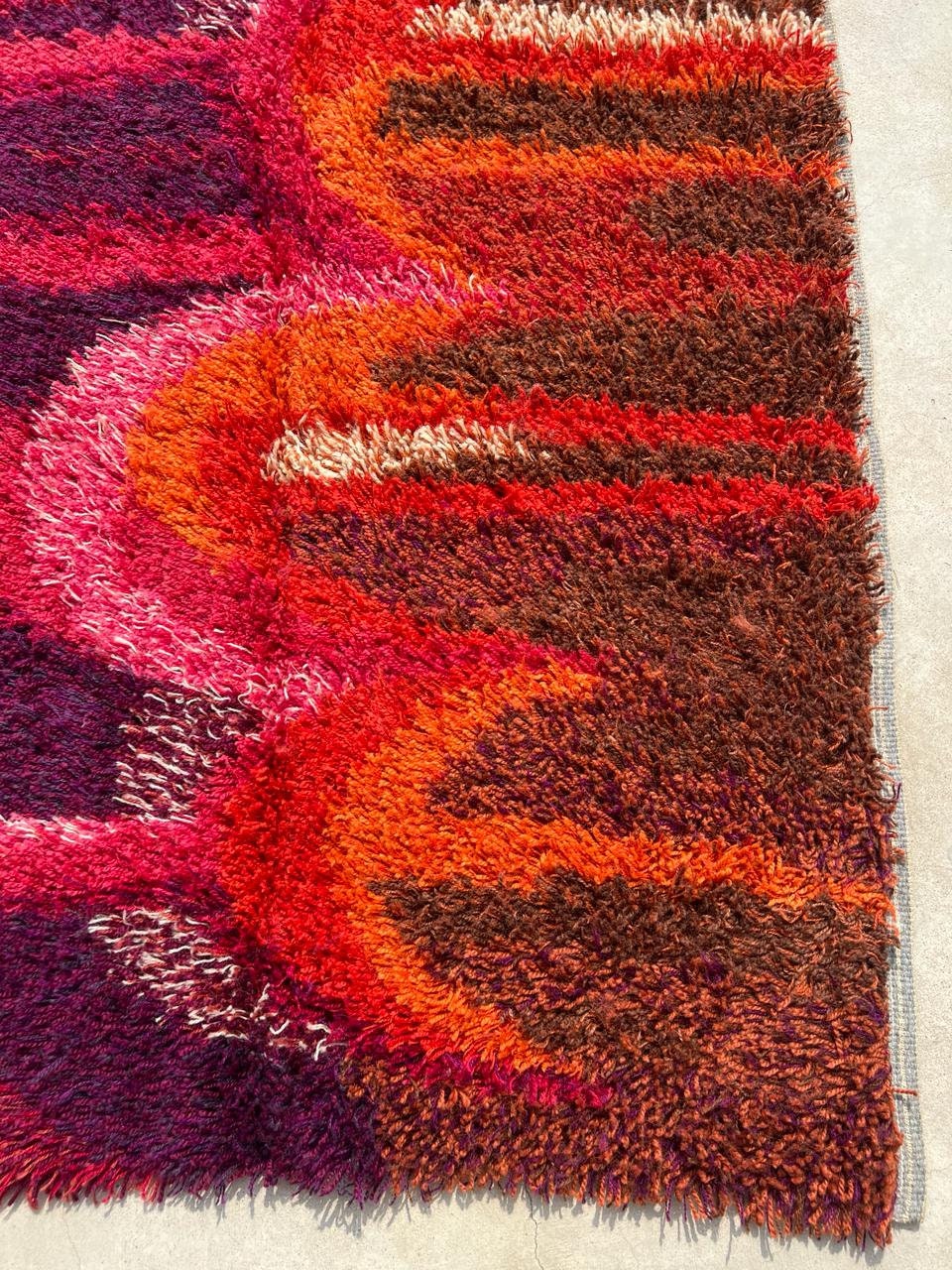 Scandinavian Shaggy Multicolour Handmade Rug Plush Rya Oriental Rug ...