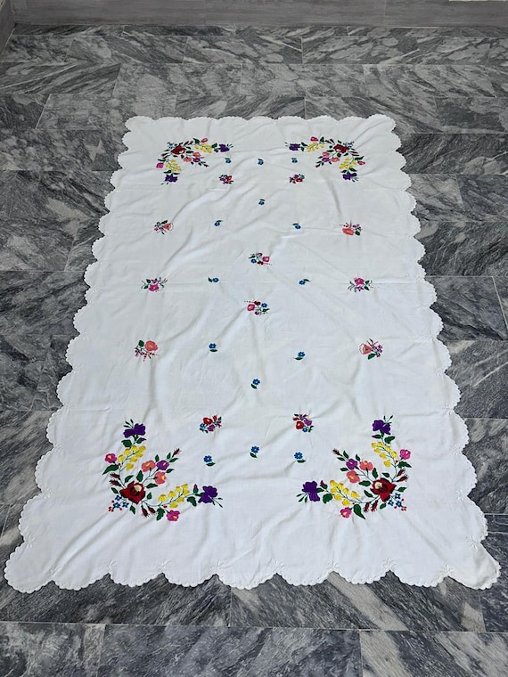 Handmade Embroidery Table Cloth, Vintage,kalocsa, Hungary