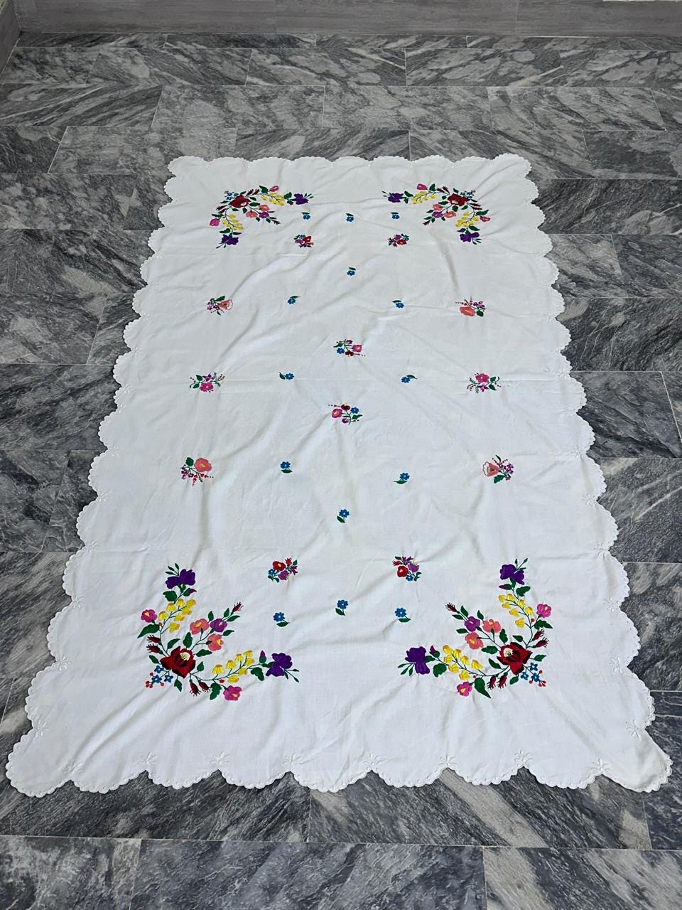 Handmade Embroidery Table Cloth, Vintage,kalocsa, Hungary