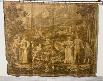 Antique Large Tapestry Wall hanging - French Tapestry Romantic Party Jacquard Woven Wall Hanging 240 x 195 Cm Christmas SALE Same As Picture