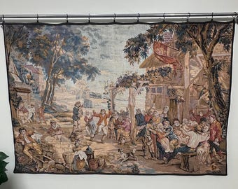 Antique French Tapestry Wall Hanging – Jacquard Woven Decor 180x130 Cm