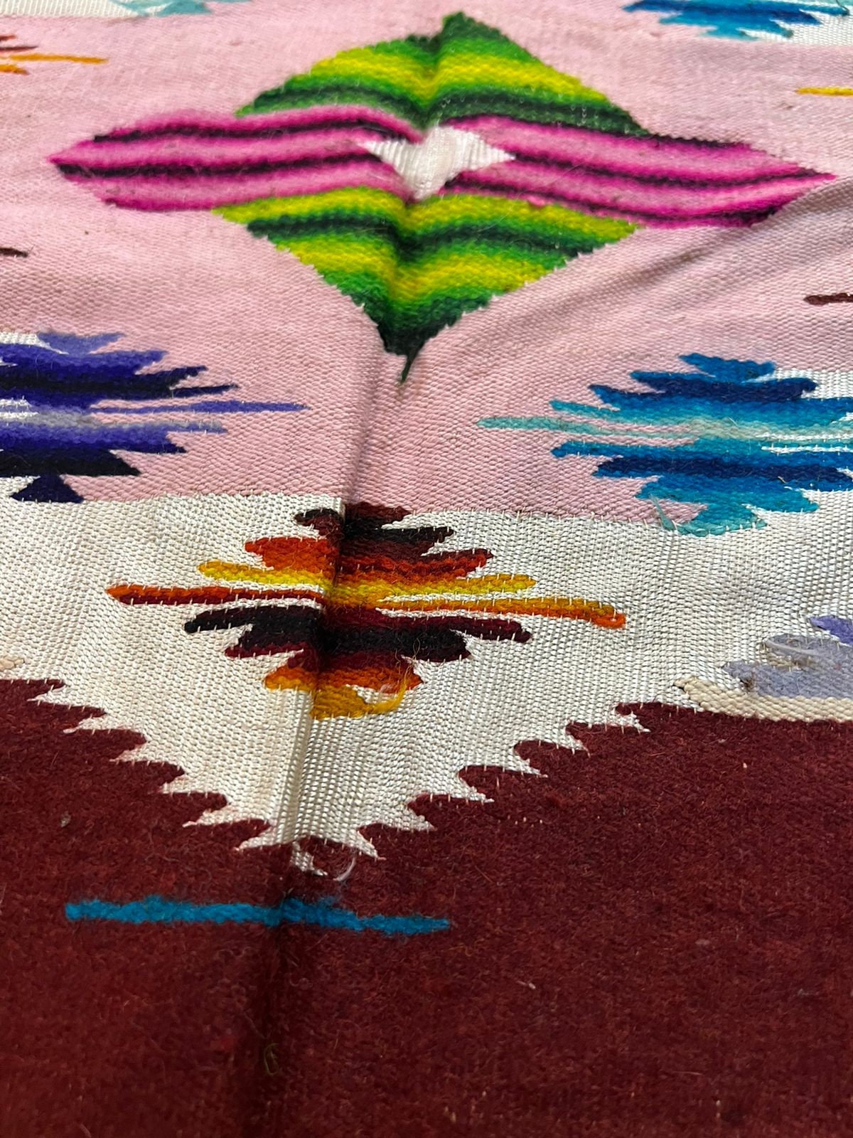 Tapis Serape / Saltillo Vintage en Laine Tissée à la Tapis Serape / Saltillo Vintage en Laine Tissée à la