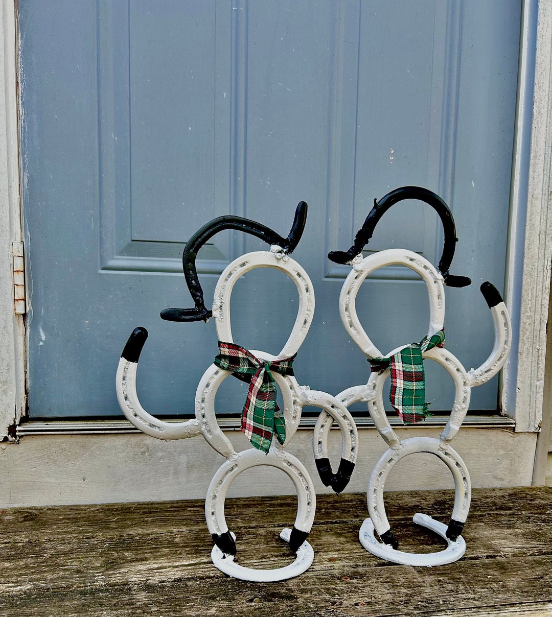 Dancing Snowmen Horseshoe Craft christmas Decor Etsy