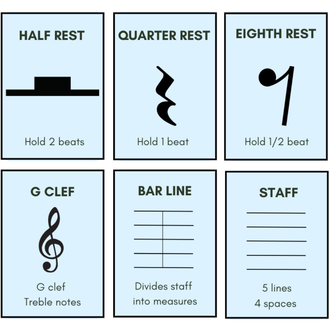 Music Symbols Printable Chart, Music Note Flashcards, Music Symbol