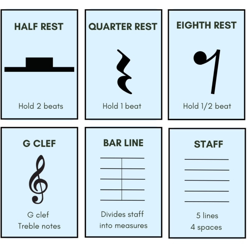 Music Symbols Printable Chart, Music Note Flashcards, Music Symbol