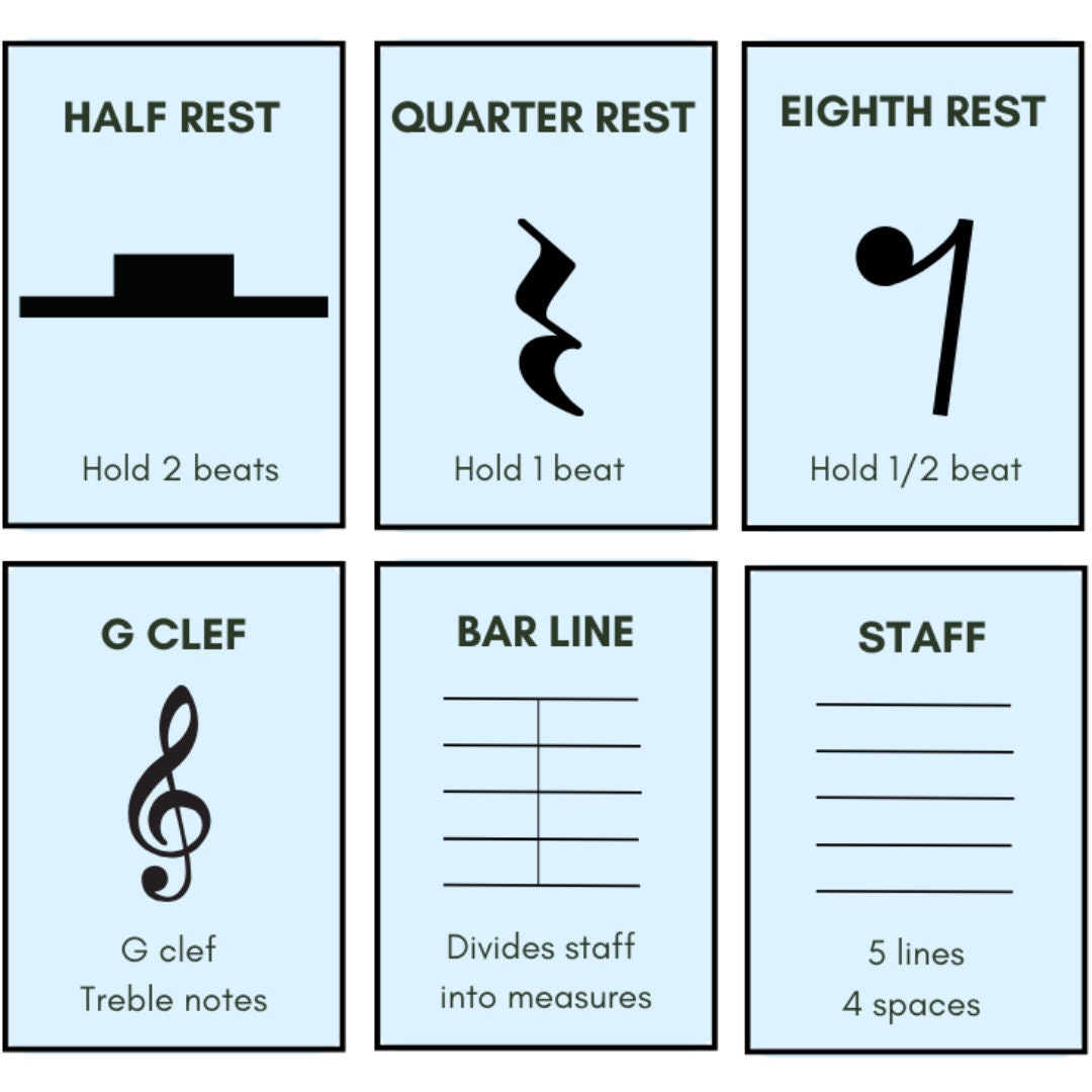 Music Symbols Printable Chart, Music Note Flashcards, Music Symbol