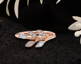Diamond Vine Ring, Diamond Gold Ring, Elegant Leaf Ring, Minimalist Ring, Dainty Gold Ring, Delicate Ring, Statement Ring, Gift For Women