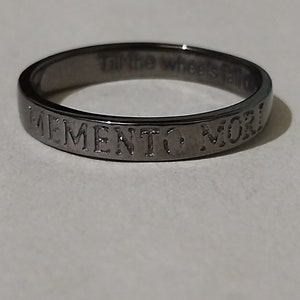 Memento Mori Band Ring Black Rhodium Ring, Memento Mori Ring, Personalized Ring, Mens Ring, Gift For Men, Promise Ring, Wedding Gift For Him