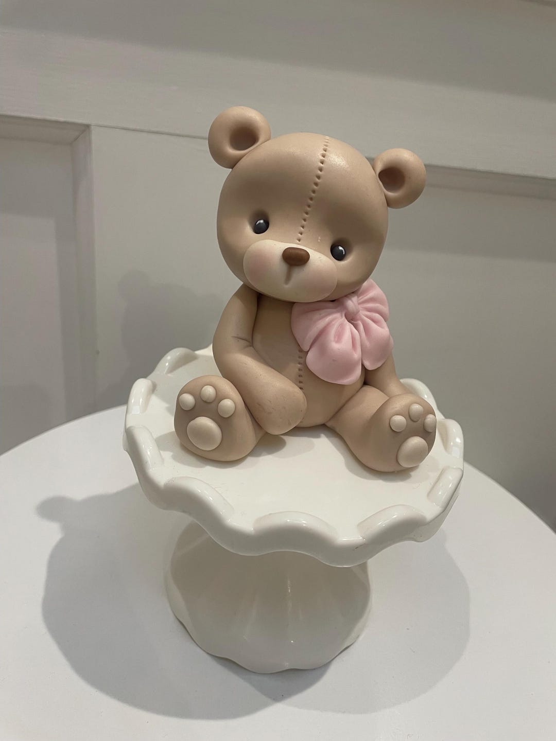 Edible Large Teddy Bear Cake Topper With Any Colour Bow - Etsy UK