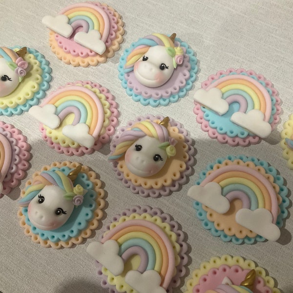 Unicorn cupcake toppers set of 12