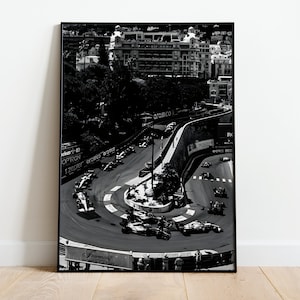Monaco Grand Prix F1 Wall Art | Black and White Formula 1 Digital Print