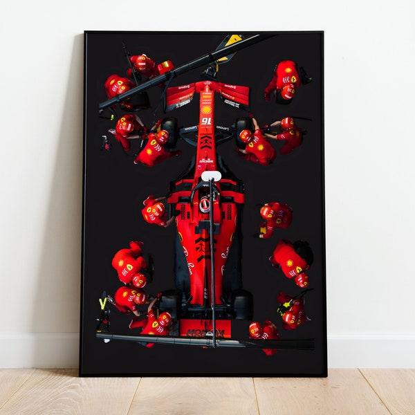 Formula 1 Poster, Ferrari Charles Leclerc F1 Racing Colours, Minimalist, Wall Art, Bedroom Art, Gifts For Him, Pitstop art