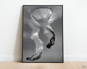Poster noir et blanc de plongée | Impression murale noir et blanc | Art mural esthétique