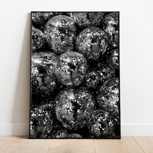 Discokugeln, Happy New Year, Party, Feier, Schwarz und Weiß, Happy Birthday, Silvester, Feier
