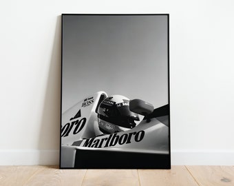 アイルトン・セナの白黒ポスター｜ヴィンテージF1アート - Etsy 日本