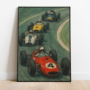 Vintage Formula 1 Racing Wall Art Print | Retro Motorsport Poster | Classic Car Racing Artwork | Gift for F1 Fans & Collectors