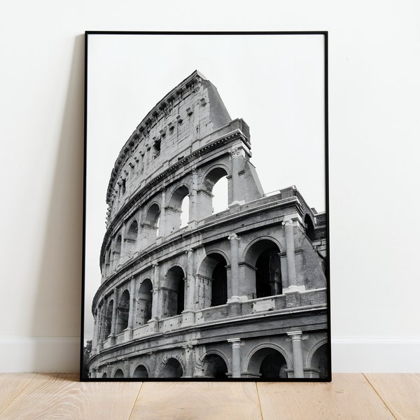 Colosseum Rome Black and White Print Wall Art Decor - Italian Landmark Photography - Monochrome Poster