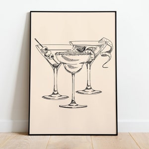 Impresión de cócteles de carrito de bar - Cartel de cócteles retro - Impresión de bebidas retro - Impresión de cócteles - Impresión de saludos - Descarga digital