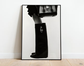Impressions d&#39;art mural mode, photographies de mode en noir et blanc, impression de talons hauts, décoration murale de chambre à coucher, impression murale
