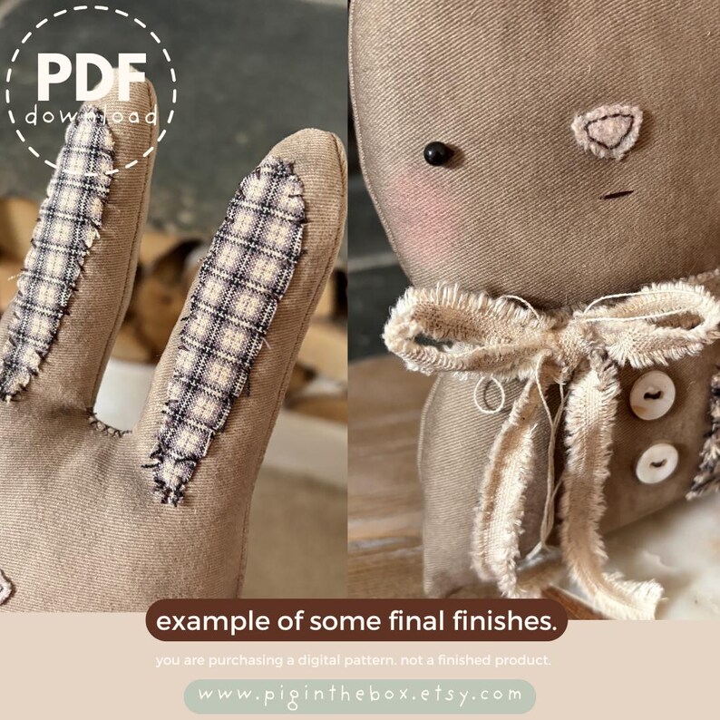 Primitive Bunny Head Sewing Pattern: Fenn (PDF Pattern) Easter Spring ...