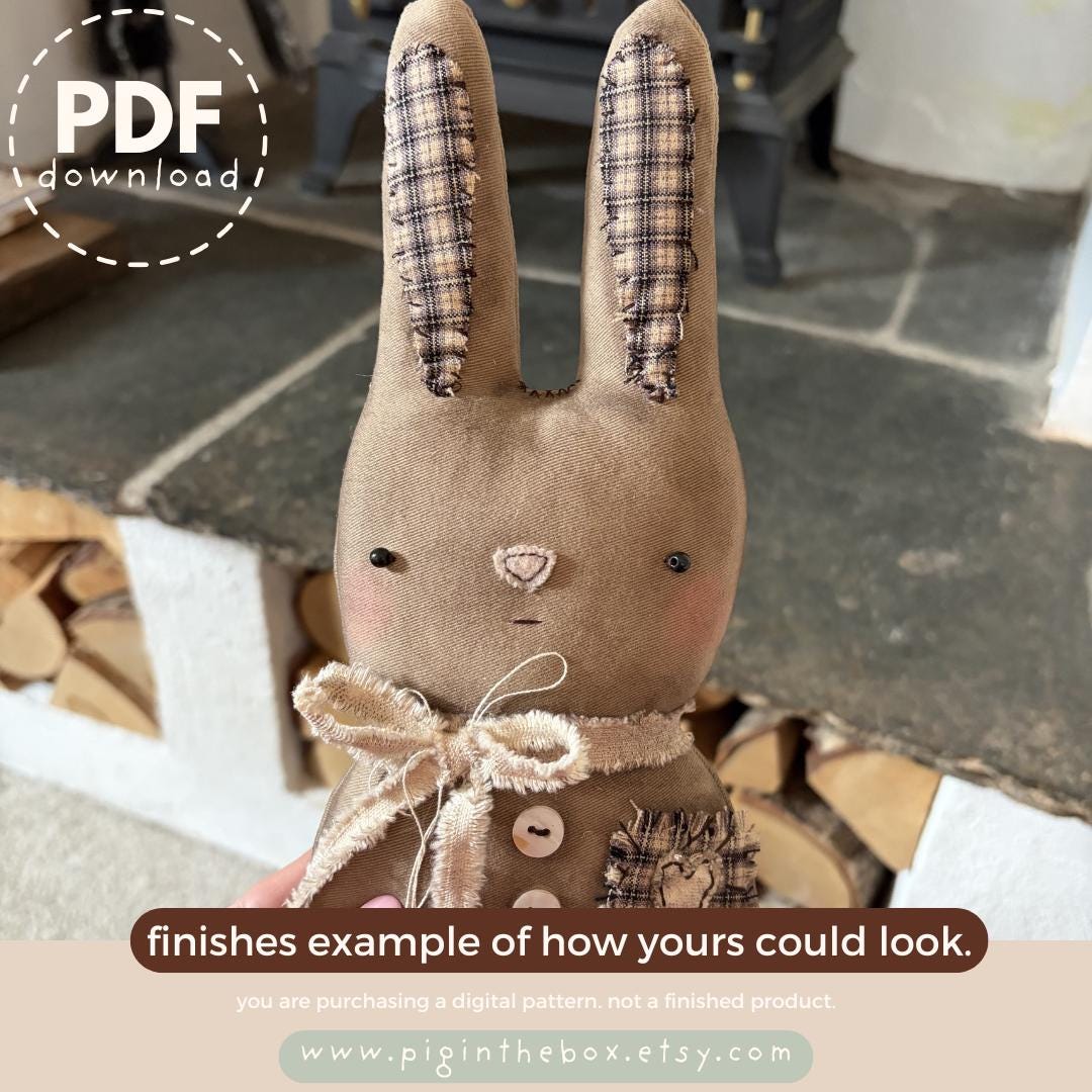 Primitive Bunny Head Sewing Pattern: Fenn (PDF Pattern) Easter Spring ...