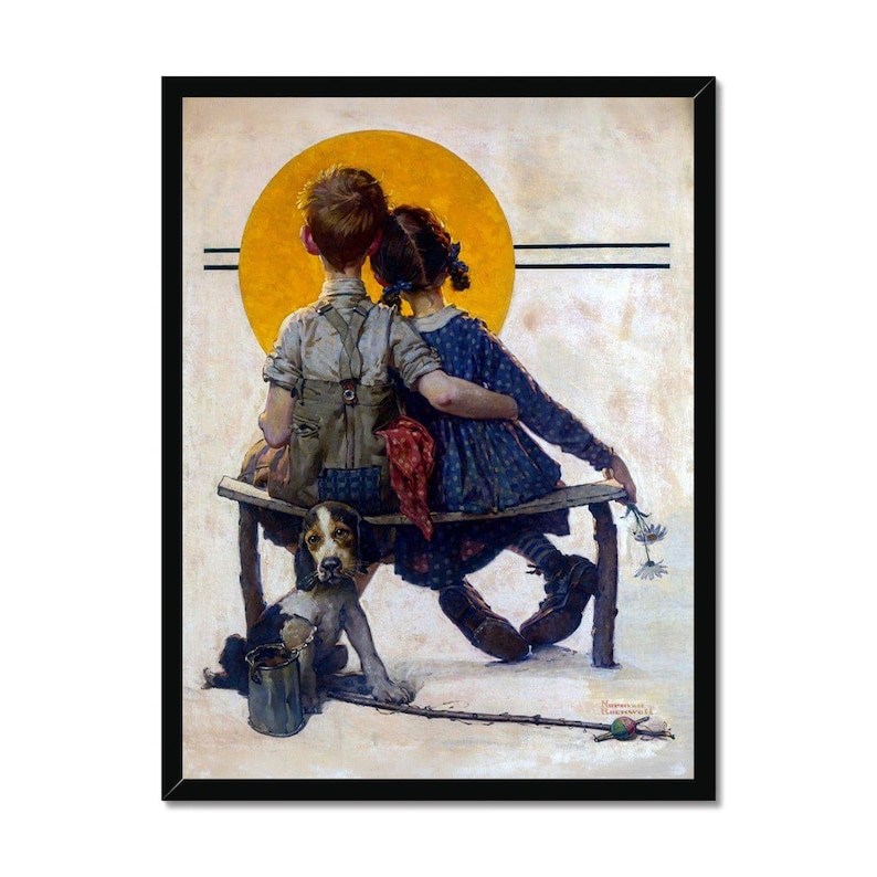 Puppy Love by Norman Rockwell – Vintage Children and Dog Illustration ...