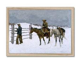 La Caída del Vaquero – Frederic Remington Impresión de Arte Occidental / Arte Mural Vaquero Clásico / Reproducción de Bellas Artes de Estilo Rústico Americano