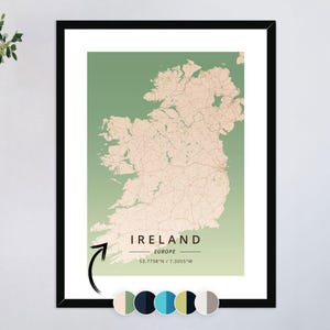 Vintage Ireland Map Print: Emerald Isle, Framed & Mounted