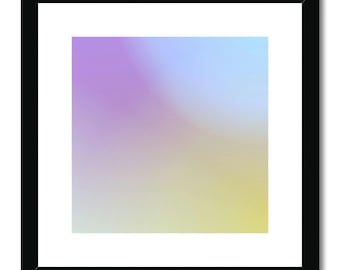 Pastel Gradient Wall Art – Minimal Abstract Mounted Print in Soft Purple and Yellow, Modern Calm Decor for Bedroom or Studio