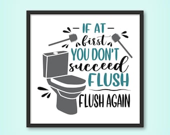 Flush, Flush Again | Bathroom Humor | Aesthetic Art Tile | Funny Quote | Bathroom Decor | Cute Toilet Sign