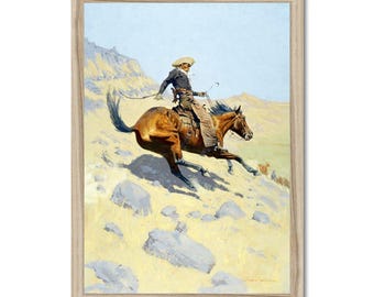 The Cowboy – Western Fine Art Print | Frederic Remington Wall Art | Vintage American West Cowboy Painting | Rustic Western Decor