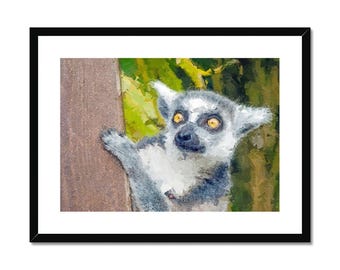 Lemur Portrait | Painterly Wildlife Wall Art | Exotic Animal Decor | Cute Lemur Print