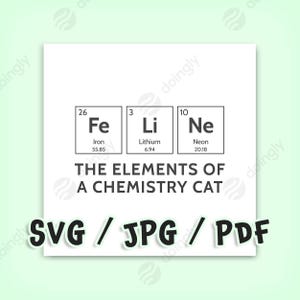 FELINE the elements of a chemistry cat  | Funny Periodic Elements Print | Science Humor | Aesthetic Room Art | Printable Wall Art