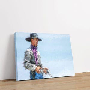 Cowboy Gunslinger | Wild West Artwork | Digital Painting | Country Aesthetic | &quot;Frontier&quot; - Western Canvas Print