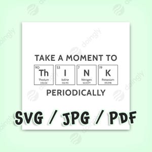 Take a moment to THINK periodically  | Funny Periodic Elements Print | Science Humor | Aesthetic Room Art | Printable Wall Art