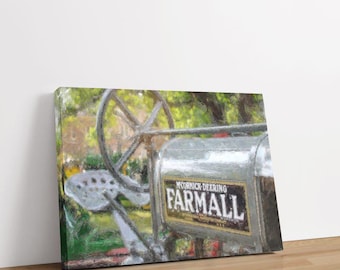 Vintage Farmall Tractor Canvas Print – Rustic Barn Wall Art