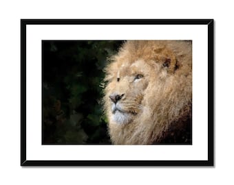 Lion Portrait | Painterly Wildlife Wall Art | Safari Animal Decor | Regal Lion Print