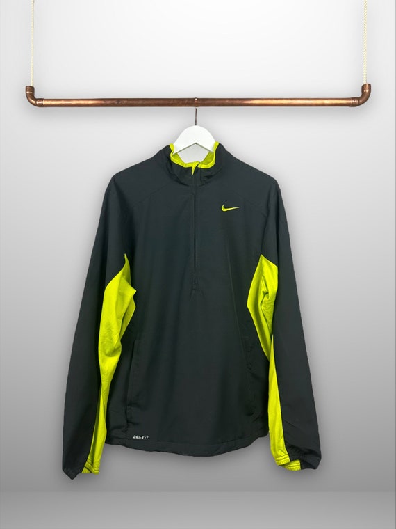Nike Dri fit Windbreaker Second Hand Black neon L Etsy Ireland