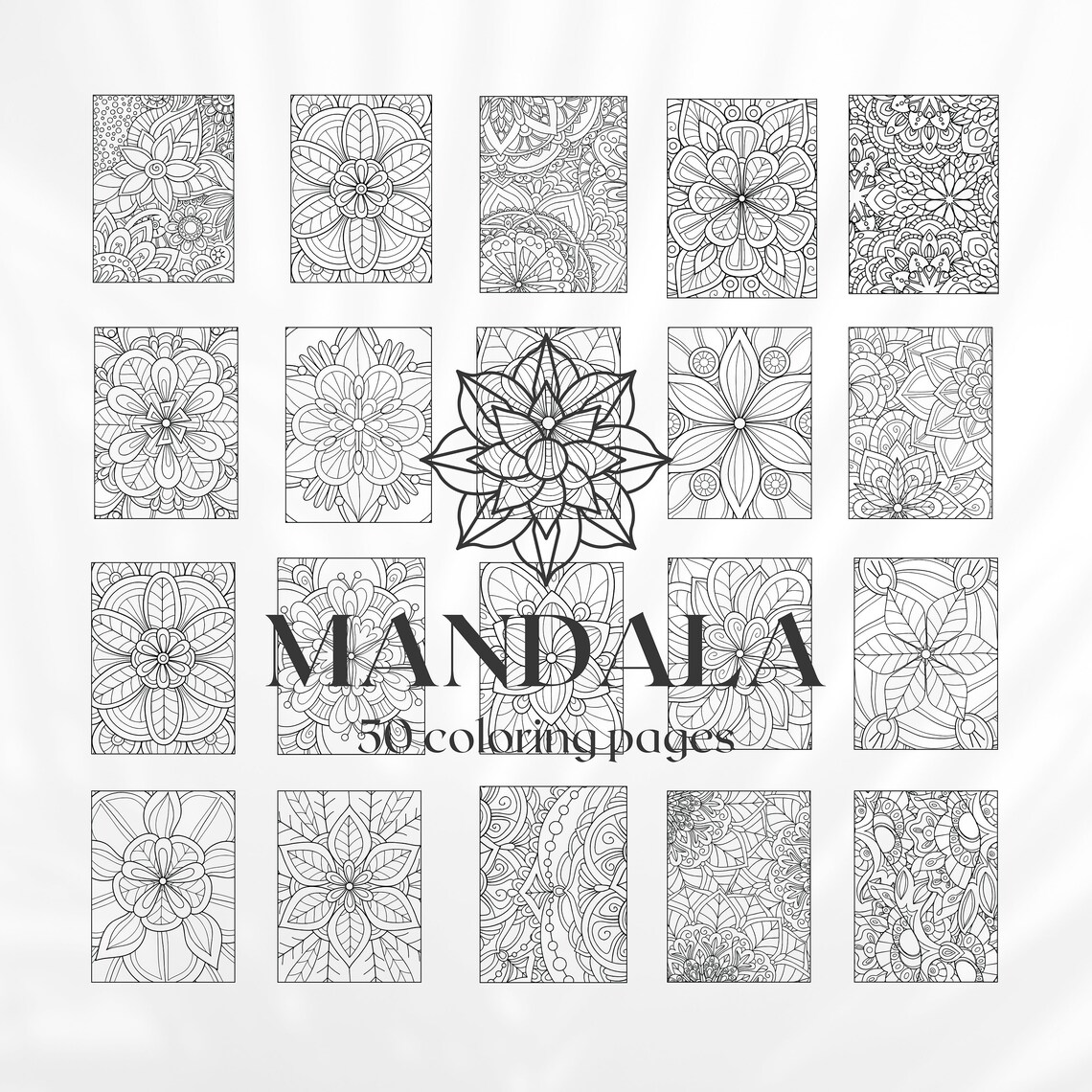 Mandala Coloring Pages Digital Coloring Book PDF 50 Printable Pages